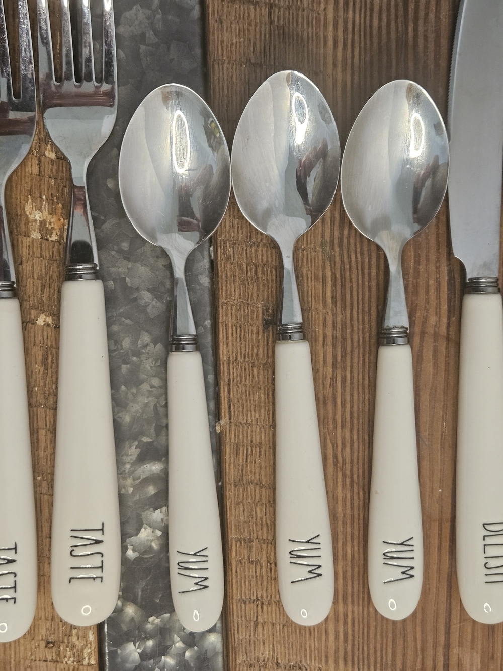 Rae Dunn White Stainless Flatware Set - Assorted Spoons, Forks & Knives - 14 - Picture 4 of 10
